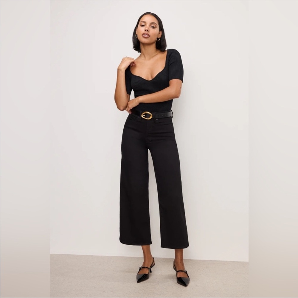 Good American Black Wide-Leg Jeans
